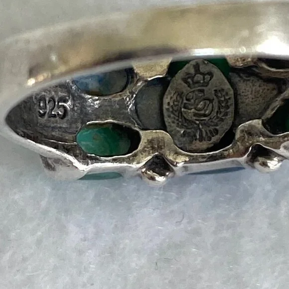 Premier Designs Sterling Silver 925 Simulated Turquoise Sodalite Band Ring 6.5 - Picture 8 of 16